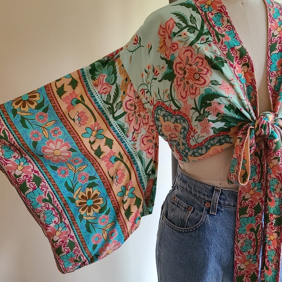 NWOT Lotus Kimono Top in Peacock - Picture 4 of 11
